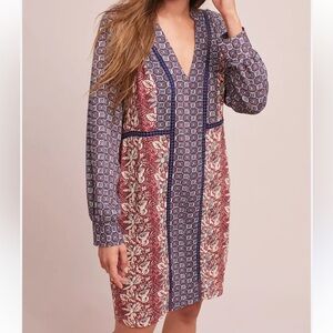 Akemi + Kin Anthropologie Size N Madigan Tunic Floral Boho Long Slv Shift Dress